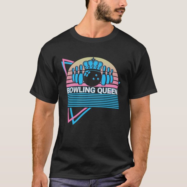 Bowling Girl Bowler Retro Bowling Queen T Shirt (Framsida)