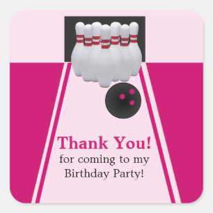 Bowling Girl Födelsedagsfest Sticker Fyrkantigt Klistermärke