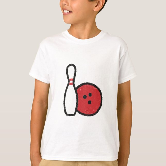 Bowling Graphic Tee | Bowling Pin Red Bowling Ball (Framsida)