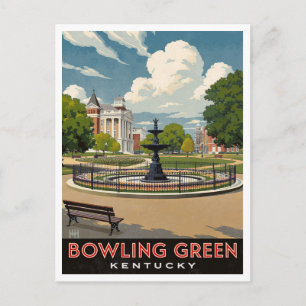 Bowling Green Kentucky Fountain Park Konst Vykort