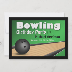 Bowling - Grönt Födelsedagsfest inbjudan