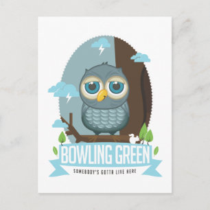 Bowling Grönt Uggla vykort