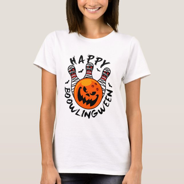 Bowling Halloween Bowlareare Lycklig Bowlingween T Shirt (Framsida)