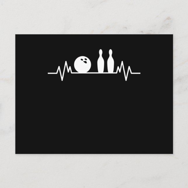 Bowling Heartbeat Bowler Pins Bowling Player Gift Vykort (Framsida)