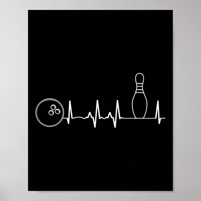 Bowling Heartslag Graphic Funny Bowling Team Coach Poster (Framsidan)