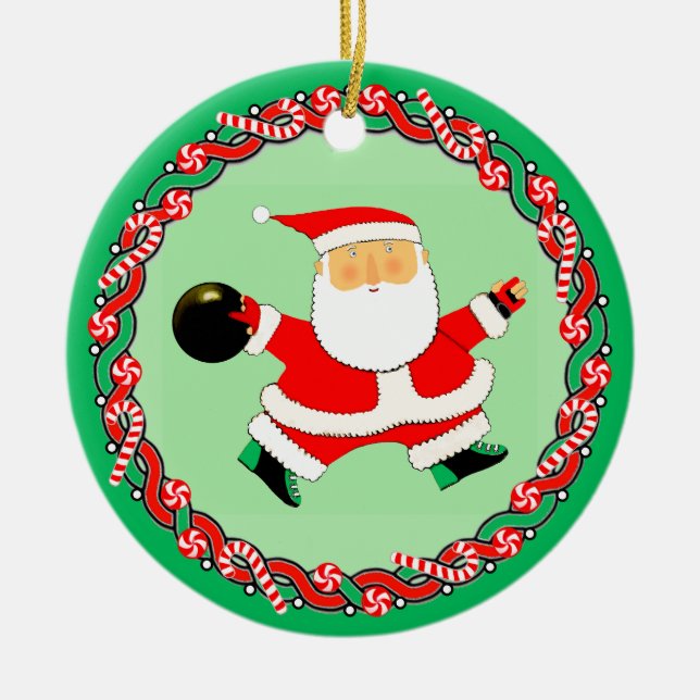 Bowling Helgdag Gift Ceramic Ornament (Framsidan)