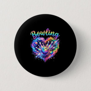 Bowling hjärta färgglada bowling kägel älskare bow knapp