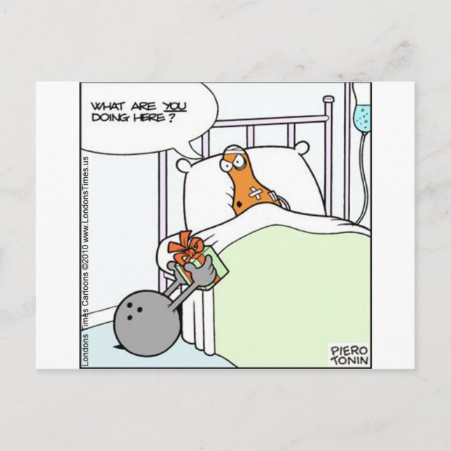 Bowling Hospital Funny Tees Cards Mugg Gifts Vykort (Framsida)