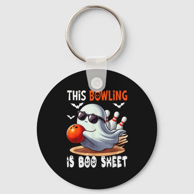 Bowling Is Boo Sheet Halloween Costume Player Team Nyckelring (Framsida)