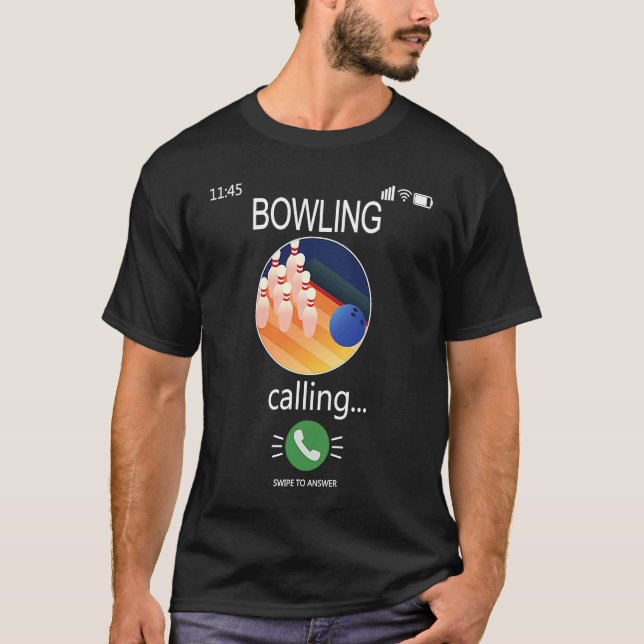 Bowling is Calling Mobile Cell Phone  Bowling T Shirt (Framsida)