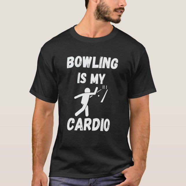 Bowling Is My Cardio Retro Bowling T Shirt (Framsida)