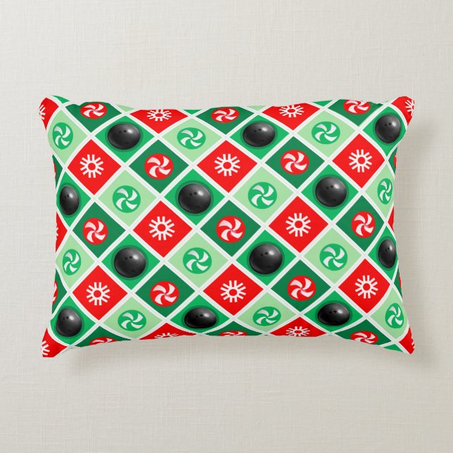 Bowling jul Helgdag Prydnadskudde (Framsidan)