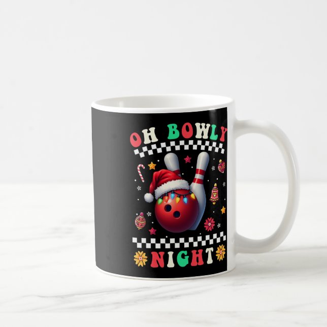 Bowling jul Oh Bowly Night Santa Hat Christm Kaffemugg (Höger)