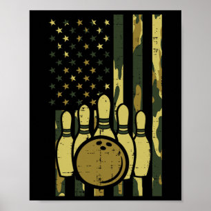 Bowling Kamouflage Amerikansk Flagga Patriotisk Bo Poster