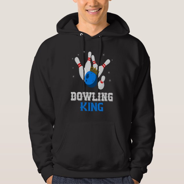 Bowling King Crown Bowler Bowling Team Strike Bowl Hoodie (Framsida)