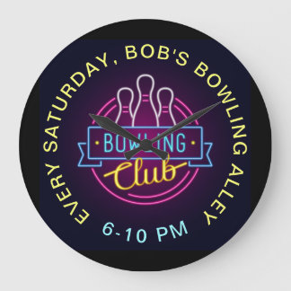 Bowling Klubb Neon Stil Signs Anpassningsbar Text Stor Klocka