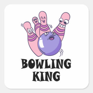 Bowling Kung Childrens Födelsedagsfest Fyrkantigt Klistermärke