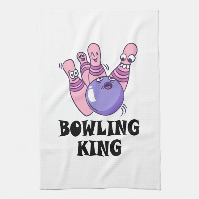 Bowling Kung Childrens Födelsedagsfest Kökshandduk (Vertikal)