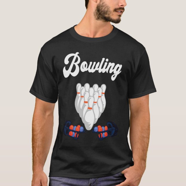 Bowling Lane Bowling Set Strike Bowling Team Bowli T Shirt (Framsida)