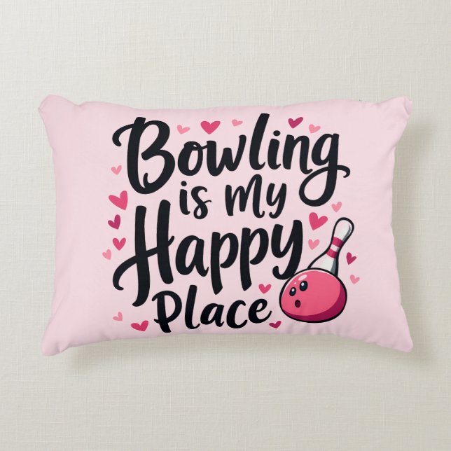 Bowling Lover Cute Retro Aesthetic Sports Design Prydnadskudde (Framsidan)
