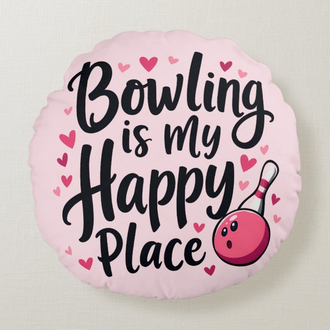 Bowling Lover Cute Retro Aesthetic Sports Design Rund Kudde (Framsidan)
