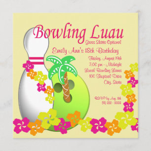Bowling Luau Inbjudningar