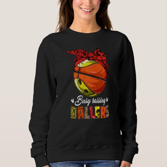 Bowling Mamma Basketball Mamma Busy Raising Baller T Shirt (Framsida)