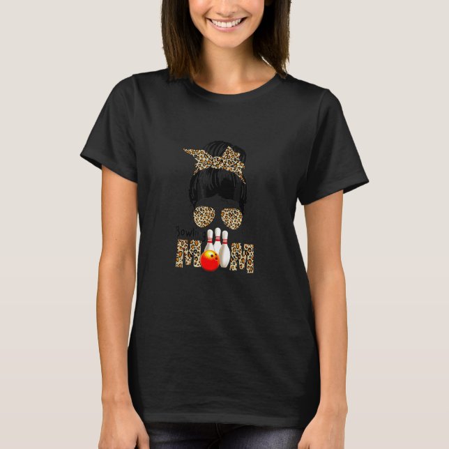 Bowling Mamma Cute Leopard Cheetah Skriv ut Mamma  T Shirt (Framsida)