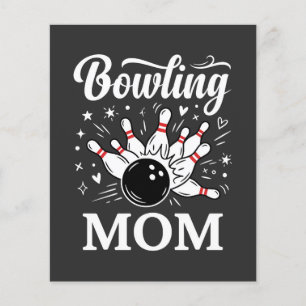 Bowling Mamma Hjärt Nålar Roliga Liga Mors Dag Flygblad