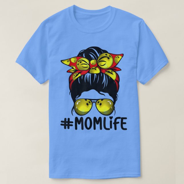 Bowling Messy Bun Proud Mom Baseball Scarf Sunshad T Shirt (Design framsida)