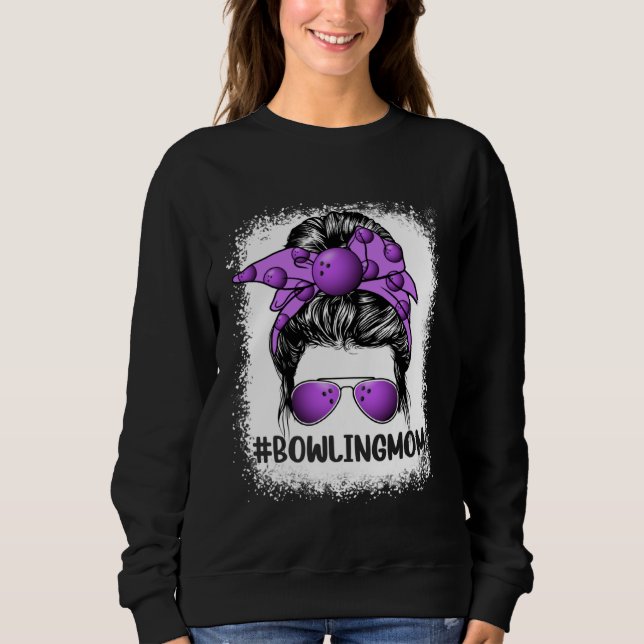 Bowling Mom Glasses Messy Bun Women Cute Mother s  T Shirt (Framsida)