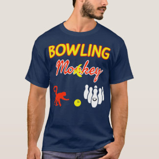 Bowling Monkey White Gult Red Funny T Shirt