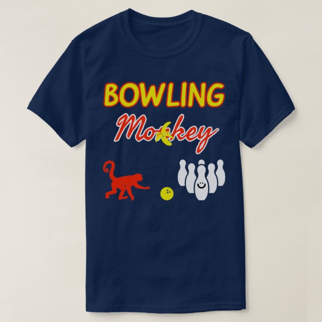 Bowling Monkey White Gult Red Funny T T Shirt (Design framsida)