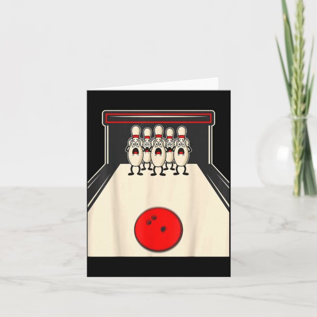 Bowling N Ed Ns Funny Bowler Player Kids Boys Men  Kort (Framsida)