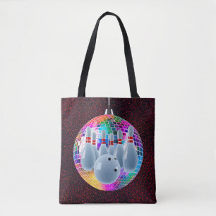 Bowling Neon Disco Boll Glitter Födelsedagsfest Tygkasse