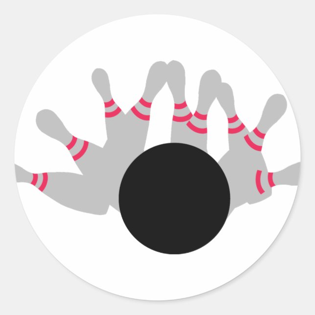 Bowling - Ninepins Runt Klistermärke (Framsida)