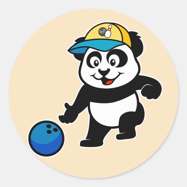 Bowling Panda Runt Klistermärke (Framsida)