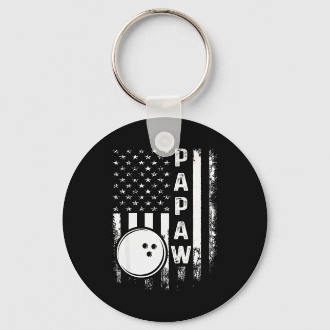Bowling Papaw American Flag Vintage Christmas Xmas Nyckelring (Framsida)