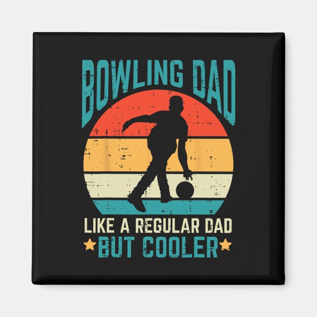 Bowling Pappa Cooler Retro Fars dag Bowlareare pap Magnet (Framsidan)