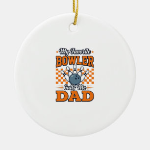 Bowling Pappa Tröja Min Favorit Bowlaren Kallar Mi Julgransprydnad Keramik