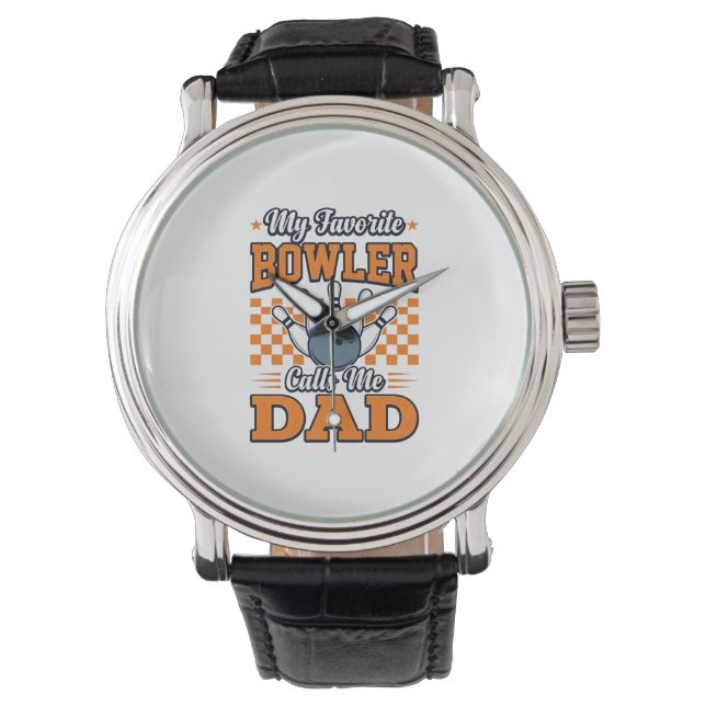 Bowling Pappa Tröja Min Favorit Bowler Kallar Mig  Armbandsur (Framsida)