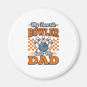 Bowling Pappa Tröja Min Favorit Bowler Kallar Mig Magnet