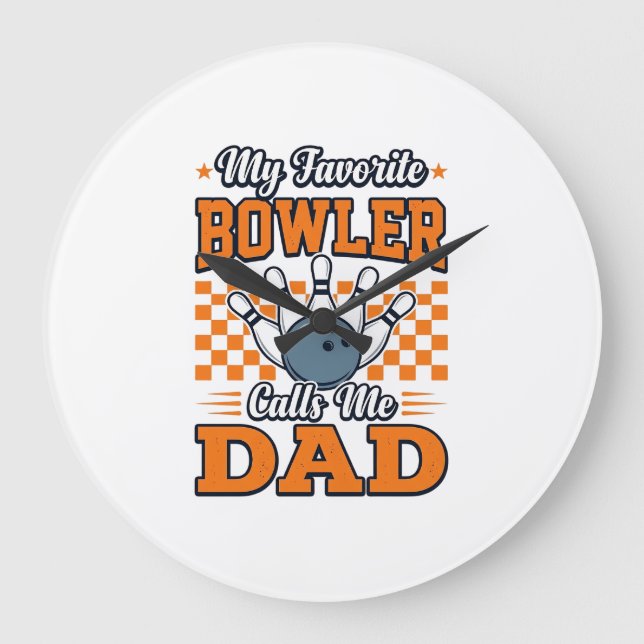 Bowling Pappa Tröja Min Favorit Bowler Kallar Mig  Stor Klocka (Framsida)