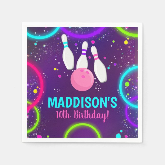 Bowling Papper Napkins Glow Bowling Pappersservett (Framsidan)