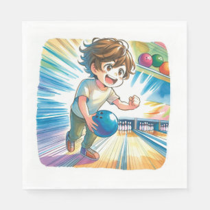 Bowling Party Boy's Anime Birthday Pappersservett