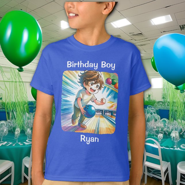 Bowling Party Boy's Anime Birthday Personlig T Shirt (Skapare uppladdad)