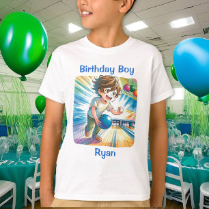 Bowling Party Boy's Anime Birthday Personlig T Shirt