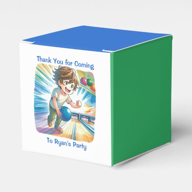 Bowling Party Boy's Anime Birthday Presentaskar (Framsidan Sidan)