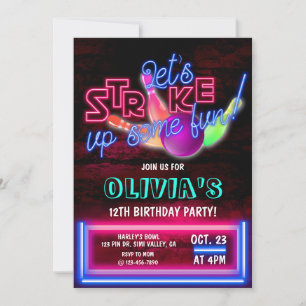 Bowling Party, Cosmic Bowling, födelsedagen Inbjudningar