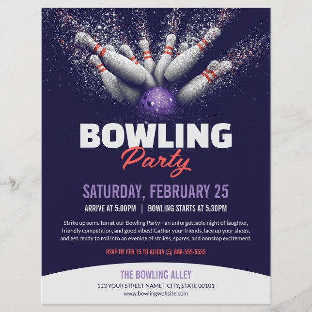 Bowling Party Event Flyer Template (Framsidan)
